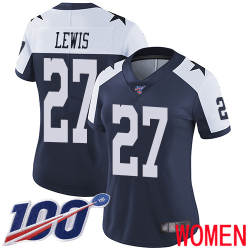Women Dallas Cowboys Limited Navy Blue Jourdan Lewis Alternate 27 100th Season Vapor Untouchable Throwback NFL Jersey